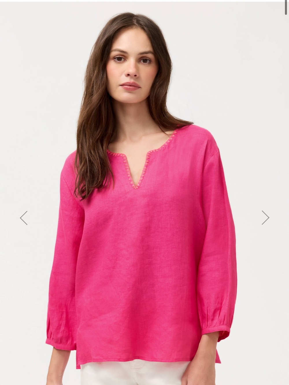 Johnny Was Split Neck Linen Blouse XS